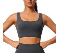 Conjunto de entrenamiento para mujer, 2 piezas, para yoga, gimnasio, pantalones deportivos con bolsillos, brasier deportivo acolchado para levantamiento de glúteos, Gris oscuro Top-04, L