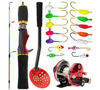 Conjunto de Equipo Pesca sobre Hielo Caña y Carrete Combinados con Cuchara Anzuelo Kit Completo Principiantes o Pescadores experimentados en Ideal la organización cañas