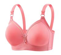 Conjunto de escritorio de sujetadores para mujer, cobertura completa, con armaduras, gran tamaño, sin anillo, para los días y cama roja, rosa, 52