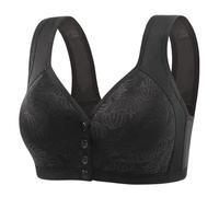 Conjunto de escritorio y estante sujetador para ancianos, mujeres mayores, cierre frontal, sin armaduras, gran tamaño, botón delantero, transpirable algodón de cintura alta lote, Le Noir, F