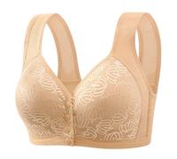 Conjunto de escritorio y estante sujetador para ancianos, mujeres mayores, cierre frontal, sin armaduras, gran tamaño, botón delantero, transpirable algodón de cintura alta lote, beige, B