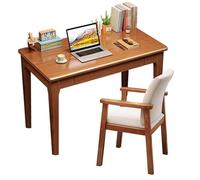 Conjunto De Escritorio Y Silla De Madera Para Oficina En Casa Mesa De Ordenador De Madera Maciza Con Cajón Y Sillón Tapizado Escritorio Para Dormitorio O Espacio De Trabajo(Brown(B),100X50X75CM)