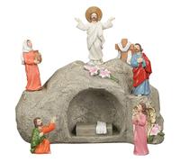 Conjunto de estatuas Jesús la Ascensión - Mini figuras de fe en resina, diseño de símbolos cristianos, adornos moldeados robustos, decoración inspiradora | Surtido devocional para salones, capillas