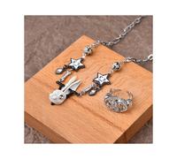 (Conjunto de estrella de la suerte de espinas) Collar de acero de titanio con eslabones elegantes cubanos que