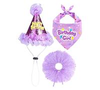 Conjunto de Falda tutú para Perros y niñas - Suministros para de cumpleaños para Perros de 12 Pulgadas, Lindo Sombrero Bandana | Elegante Disfraz de Ropa para Mascotas para Adultos Grandes, Med