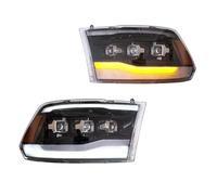 Conjunto de faro delantero Para Ram 4ta Generación 1500 2500 3500 Vland 2009-2018 Faros Delanteros LED Matrix Negro FaroCompleto Izquierdo/Derechos(Amber)