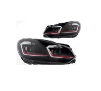 Conjunto de faro delantero Para VW Para Golf 6 2009-2012 R20 MK6 Faros Delanteros Piezas Automóvil Luces LED Diurnas Proyector Dual Coche Modificados Faros completo con LED DRL(RHD,Red Set)