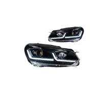 Conjunto de faro delantero Para VW Para Golf 6 2009-2012 R20 MK6 Faros Delanteros Piezas Automóvil Luces LED Diurnas Proyector Dual Coche Modificados Faros completo con LED DRL(RHD,Sliver Set)