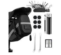 Conjunto de ferramentas 16 em 1 para reparação de bicicletas, dobrável, multiferramenta para reparação de bicicletas, desmontador de pneus com bolsa para selim