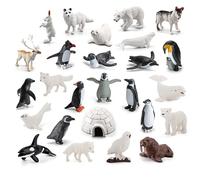 Conjunto de figuras de animales polares | Juego realista de figuras de animales del mar Ártico - Arctic Animal Bear Kids Diorama Regalo de cumpleaños