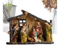 Conjunto de Figuras del Belén - 38 Cm Decoraciones Navideñas,Estatua De Resina Del Nacimiento De Jesús Con Pesebre,Para Decoración De Mesa Chimenea Hogar Iglesia Interior En Fiestas Católicas