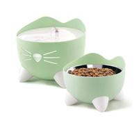 Conjunto de Fuente de agua + Comedero para gato - Catit Pixi - Color: Verde