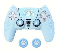 Conjunto de Fundas Protectoras Silicona con Temática Gatito Mono para Mandos Empuñaduras Pulgar y Pegatinas Panel Táctil Accesorio Juegos Suave Cómodo Antideslizante Antitranspiración Ajuste