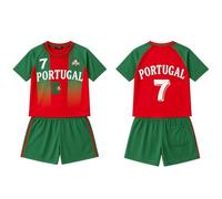 Conjunto de fútbol para niños: Camiseta y Pantalones Cortos de Verano, Top para niñas, Conjunto de Entrenamiento, Unisex Portugal/Verde-Rojo - Talla: 9-10 años