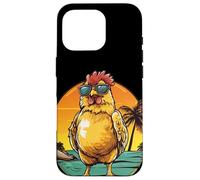 Conjunto de gafas de sol de palmeras con pollo fresco de playa Carcasa para iPhone 16 Pro