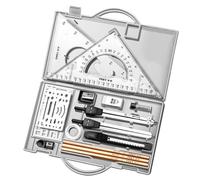 Conjunto de geometría, kit de geometría, Juego de herramientas de precisión de geometría 16x, Herramientas de dibujo con caja de almacenamiento, redacción de suministros para ingenieros arquitectos de
