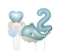 Conjunto de Globos Ballena, Gigantes Ballena Globo de Aluminio Hinchados con Helio XXL Figura 2 Globo Azul, Lindos Decoraciones para una Fiesta de Cumpleaños con Tema de Animales Marinos (2)