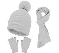 Conjunto de gorro, bufanda y guantes de lana para mujer y hombre, para otoño e invierno, gris, Talla única