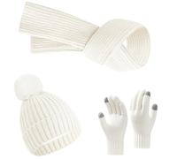 Conjunto de gorro cálido resistente al viento, gorro de punto para exteriores, estilo hiphop, estilos dulces para hombres y mujeres, esquí, nieve, senderismo, esencial, blanco, Talla única