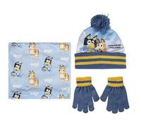 ARTESANÍA CERDÁ Conjunto gorro, guantes y braga Bluey Azul/Amarillo Talla única Acrílico/Poliéster