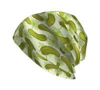 Conjunto de gorro y bufanda de invierno de punto cálido con forro polar grueso, calentador de cuello para hombres y mujeres, estampado de flores moradas y verde azulado, Encurtidos de eneldo de sushi
