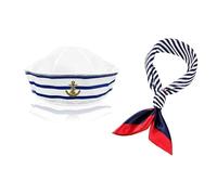 Conjunto de Gorro y Bufanda de Marinero para Hombres y Mujeres,Gorra Marinera y Bufanda Marinera Set de Pañuelo Gorra de Marinero gorra de Barco Marinero para Fiestas Yates Carnaval Fiestas Temáticas