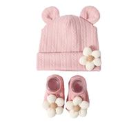 Conjunto de gorro y calcetines Tejido elástico cómodo y cálido Diseños de patrones de trigo Gorro de algodón infantil para recién nacidos de 0 a 12 meses Gorro de bebé y transpirable