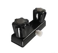 Conjunto de grifo de ducha de doble válvula para remolque de viaje, desviador de alto flujo de 2.4 GPM, repuesto ABS de 4 pulgadas con asas acrílicas (negro)