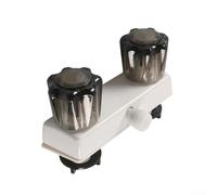 Conjunto de grifo de ducha de doble válvula para remolque de viaje, desviador de alto flujo de 2.4 GPM, repuesto de ABS de 4 pulgadas con asas acrílicas (blanco)