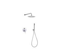 Conjunto de grifo empotrado de 2 vías con ducha de mano en acero y latón cromado monza de Imex - Plateado / Rociador con tubo salida pared