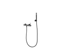 Conjunto de grifo monomando con ducha de mano fabricados en latón con acabado black gun metal Monza de Imex