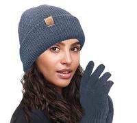 Conjunto de guantes y gorro de chenilla con forro térmico cálido para mujer