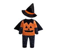Conjunto de Halloween para niño, Disfraz Bruja con Capa y Sombrero Estrella, 4 Piezas, Manga Larga, bebé 6 Meses a 3 años Moño Traje