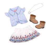 Conjunto de herradura de la suerte de Our Generation: conjunto ecuestre de estilo campestre para mu ecas de 45 cm (conjunto de 4 piezas estilo ra