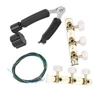 Conjunto de Herramientas de Guitarra 3-en-1 Accesorio de Instrumentos Negros con Cabezas de Máquina Chapada Dorada, Cuerdas de Corte, Botones de Rollo, Uñas para Reparar, Tono