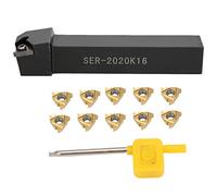 Conjunto de Herramientas de Torneado CNC, SER2020K16, 10 Insertos 16ER AG60, Portaherramientas con Mango 20x20mm, Barra de Mandrinar 125mm, con Llave T15