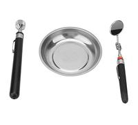 Conjunto de Herramientas Magnéticas de 3pcs, Bandeja, Herramienta de Recogida, Espejo de Inspección, con Poste Telescópico, para Pasatiempos, Hogar, Oficina, Garaje, Taller