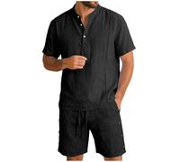Conjunto de hombre corto camiseta chándal verano 2 piezas chándal hombres Conjuntos cómodo transpirable casual chándales 2 piezas pantalones chaqueta para diario deporte correr, A-le negro, M