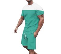 Conjunto de hombre deportivo informal ligero camiseta y pantalones cortos elegantes Fitness tallas grandes conjuntos deportivos vacaciones con cordón chándal gimnasio jogging entrenamiento playa