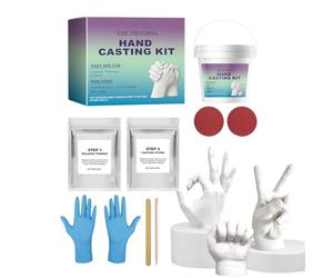 Conjunto De Huellas De Manos - Par De Juegos De Huellas De Manos Para Adultos | Conjunto De Dados Esculturas Hecho A Mano Como Recuerdo | Juego De Huellas De Yeso Para Decoración Dada De Boda,