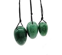Conjunto de huevos Yoni naturales, huevos de jade para mujeres, ejercitador de Kegel, músculos que aprietan la esfera de Kegel con agujeros en el lado grueso, aventurina