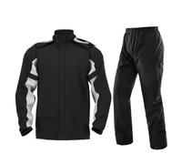 Conjunto de impermeable para moto para hombre y mujer, transpirable, con capucha y elementos reflectantes. Conjunto de 3 piezas que incluye chaqueta, pantalón y bolsa de transport(Size:XL,Color:Negro)