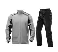 Conjunto de impermeable para moto para hombre y mujer, transpirable, con capucha y elementos reflectantes. Conjunto de 3 piezas que incluye chaqueta, pantalón y bolsa de transpor(Size:3XL,Color:Gris)