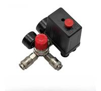 Conjunto de interruptor de compresor de aire de 4 vías con manómetro y silenciador, negro, para herramientas neumáticas, diseño compacto, metal y para Pla