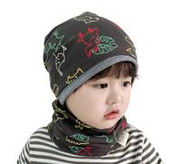 Conjunto De Invierno para Niños Pequeños a Prueba De Gorro Elástico Y Polaina para Cuello con Patrones Divertidos para Uso Diario Aire Libre Conjunto De Bufanda Y Gorro De Invierno