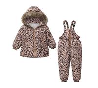 Conjunto de Invierno para Niños y Niñas - Chaqueta con Capucha, Forro Polar Grueso, Resistente al Viento, Ropa Cálida, Pantalones y Monos