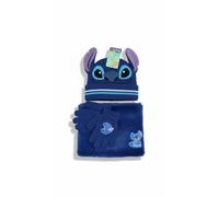 Conjunto de Invierno Stitch 3 Piezas, Gorro con Orejas, Guantes y Braga de Cuello, Interior Coralina, Diseño Bordado, Azul (Azulon)