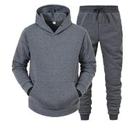 Conjunto de invierno y de invierno para el tiempo libre de color sólido Suéter Pantalones Chándal de la marca, gris oscuro, XXL