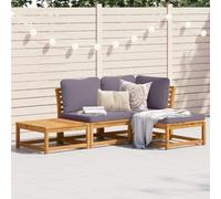 Conjunto de Jardín 4 Piezas con Cojines, Madera Maciza de Acacia, Diseño Modular y Resistente, Conjunto Jardin Exterior, Sofa Exterior Jardin, para Terraza o Patio, Color Gris Oscuro, Mesa 63x63x30 cm