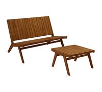 Conjunto de jardín banco de 2 plazas y mesa de centro de madera maciza TIDAK